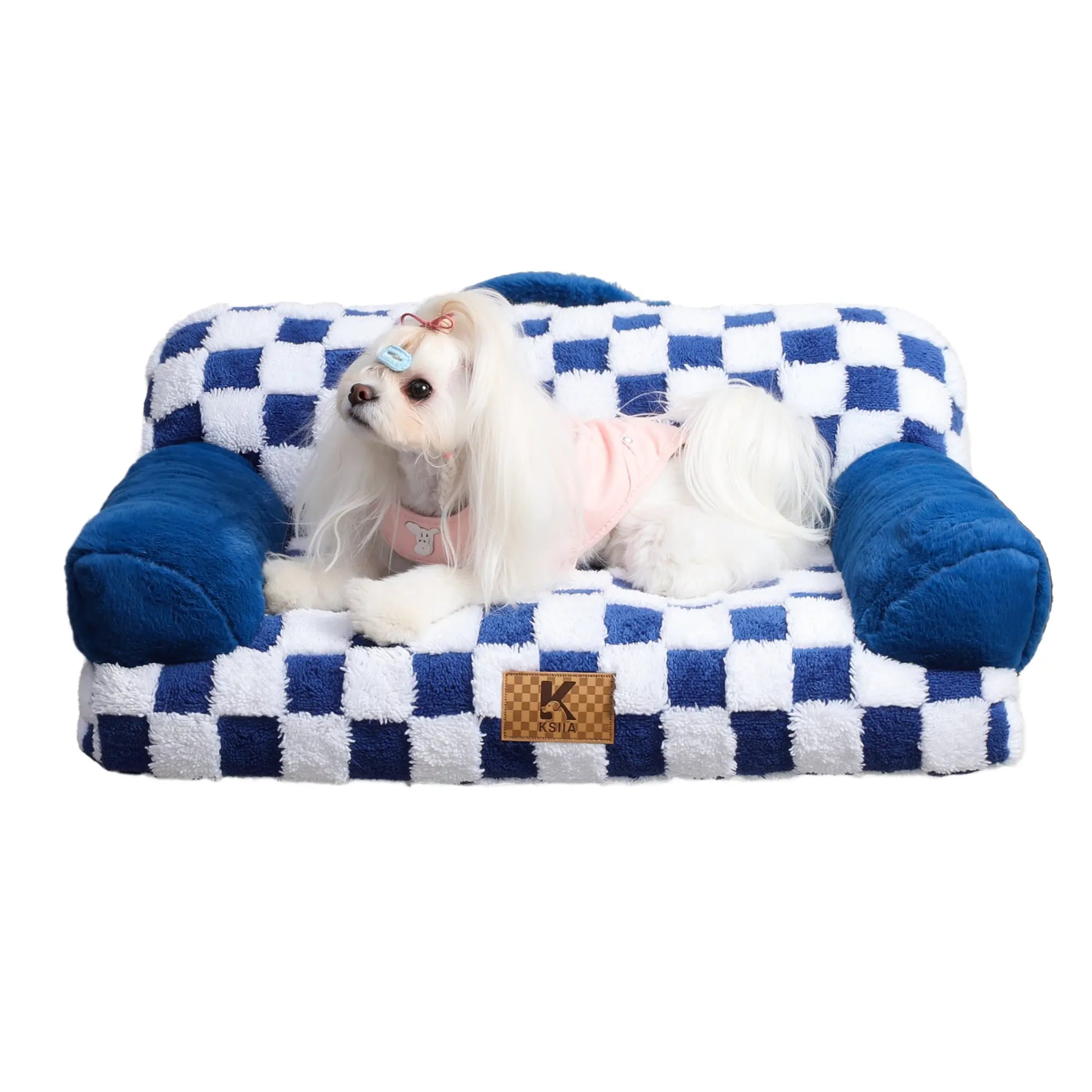 KSIIA Orthopedic Portable Pet Sofa in Larger Size, Made from Jacquard Brushed Polyester with Anti-Slip Features