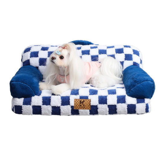 KSIIA Orthopedic Portable Pet Sofa in Larger Size, Made from Jacquard Brushed Polyester with Anti-Slip Features