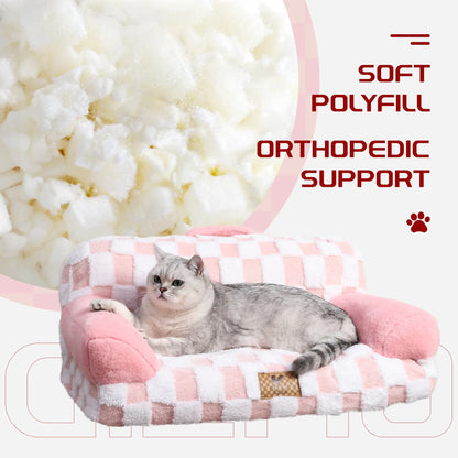 KSIIA Orthopedic Portable Pet Sofa in Larger Size, Made from Jacquard Brushed Polyester with Anti-Slip Features
