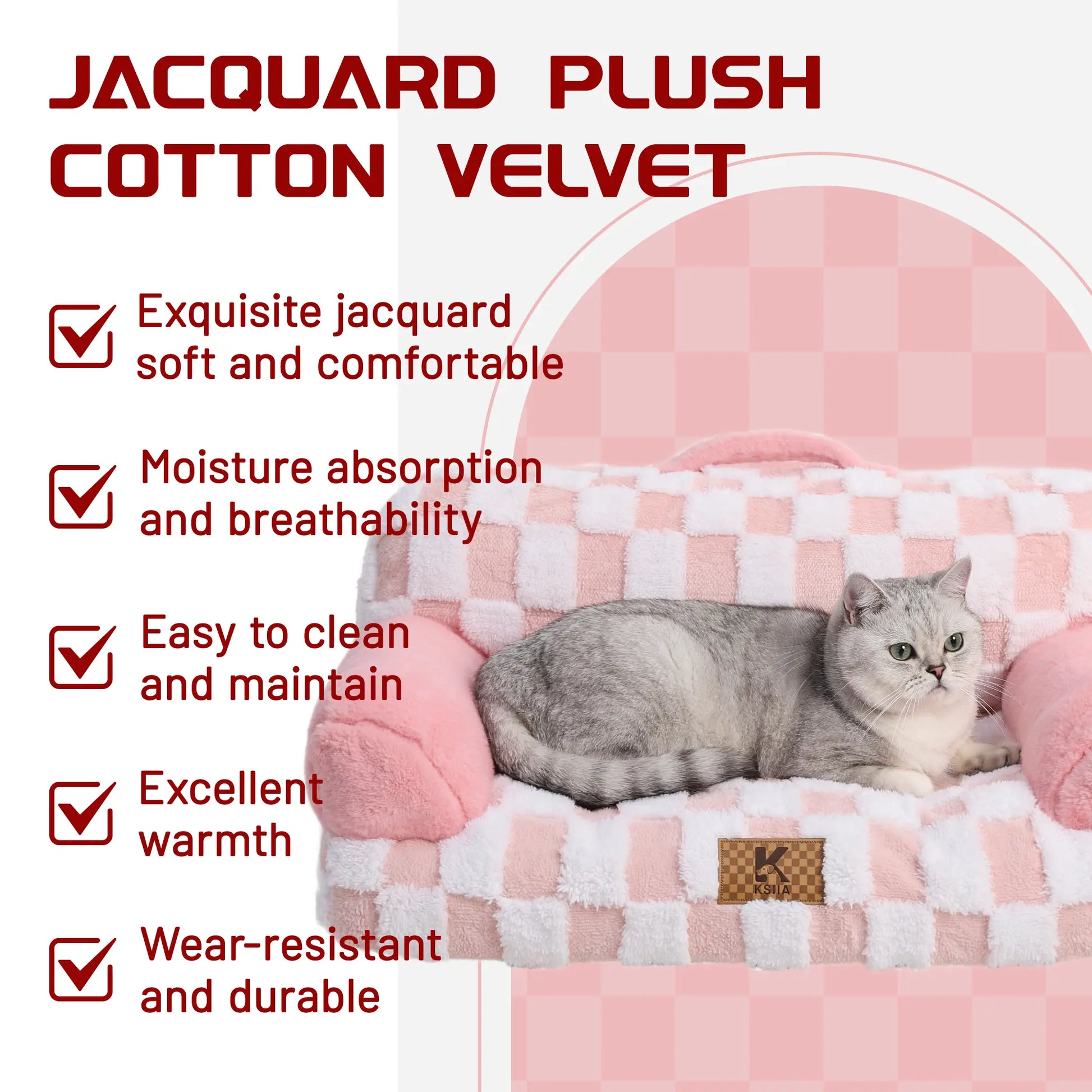 KSIIA Orthopedic Portable Pet Sofa in Larger Size, Made from Jacquard Brushed Polyester with Anti-Slip Features