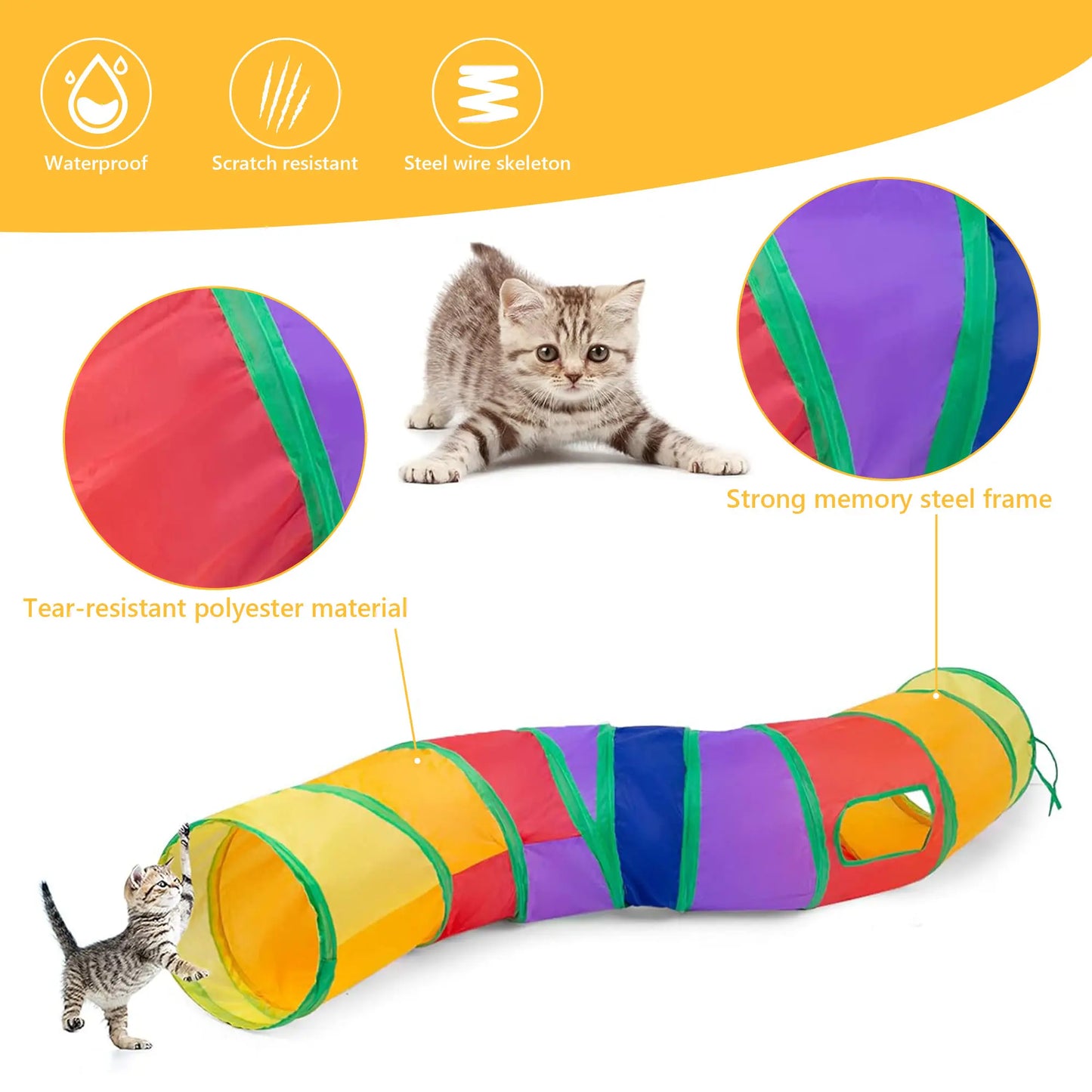 Interactive Cat Toy Set - 22 Pieces for Kittens and Indoor Cats, Featuring Rainbow Tunnel, Feather Teaser Wand, Sisal Mice, Bell Balls, and Crinkle Balls