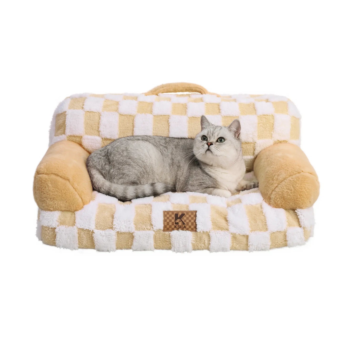 KSIIA Orthopedic Portable Pet Sofa in Larger Size, Made from Jacquard Brushed Polyester with Anti-Slip Features