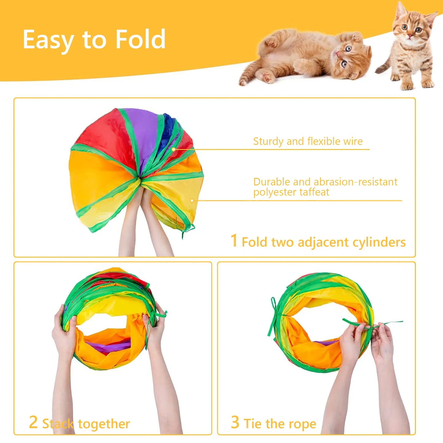 Interactive Cat Toy Set - 22 Pieces for Kittens and Indoor Cats, Featuring Rainbow Tunnel, Feather Teaser Wand, Sisal Mice, Bell Balls, and Crinkle Balls