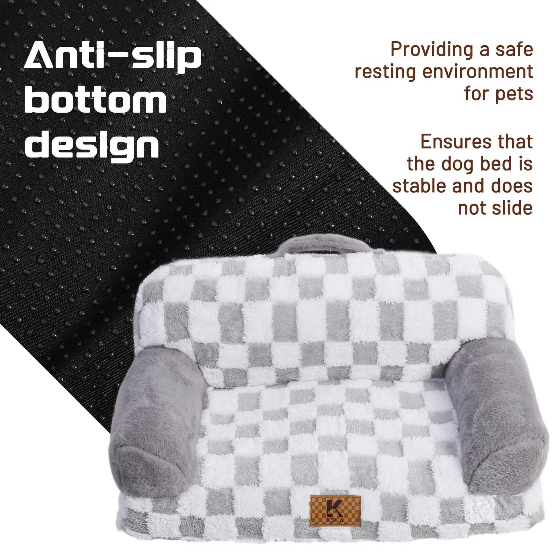 KSIIA Orthopedic Portable Pet Sofa in Larger Size, Made from Jacquard Brushed Polyester with Anti-Slip Features