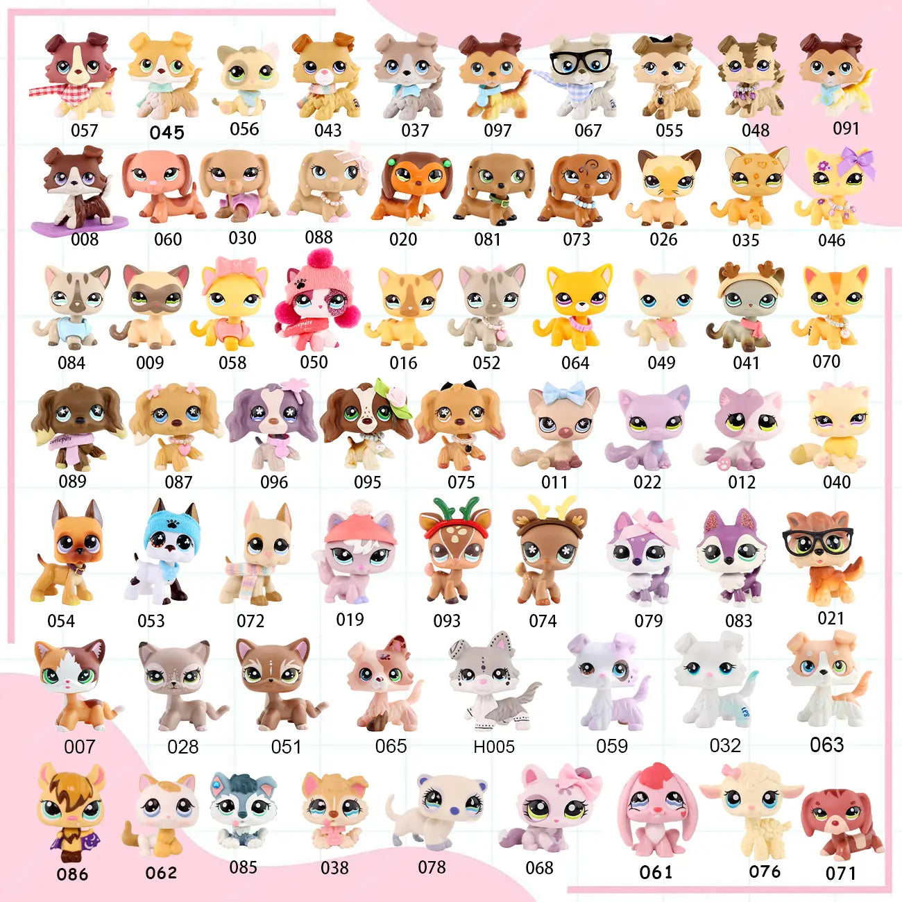 Miniature Animal Figurine Collection: Cats, Dogs, Puppies, Kittens, and Foxes